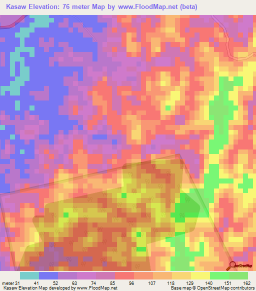 Kasaw,Ghana Elevation Map