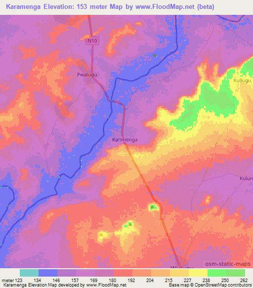 Karamenga,Ghana Elevation Map