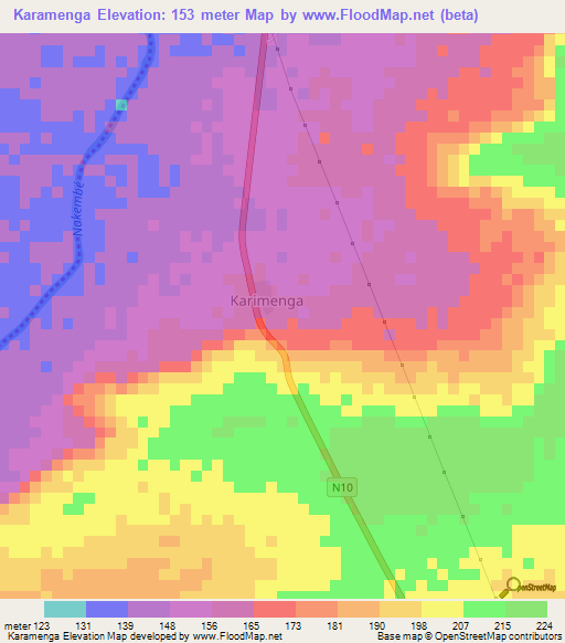 Karamenga,Ghana Elevation Map