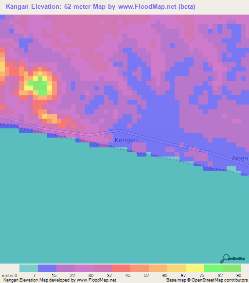 Kangan,Ghana Elevation Map