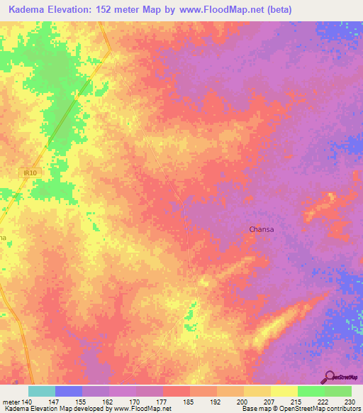 Kadema,Ghana Elevation Map