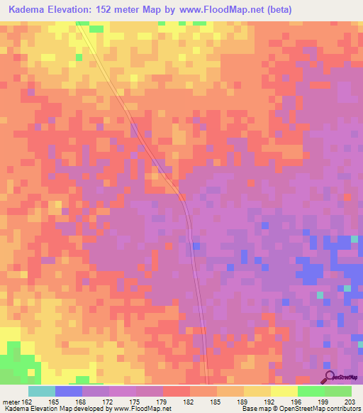 Kadema,Ghana Elevation Map