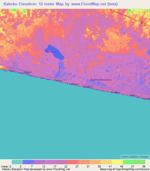 Kaboku,Ghana Elevation Map