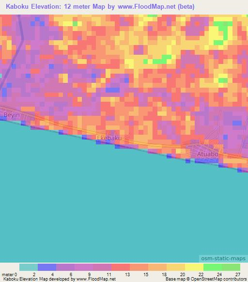 Kaboku,Ghana Elevation Map