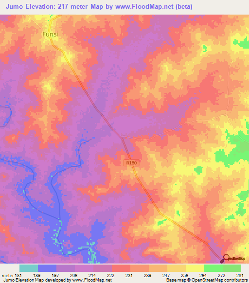 Jumo,Ghana Elevation Map