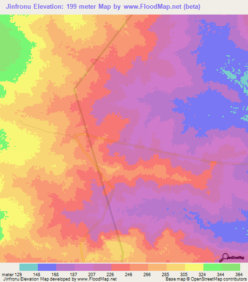 Jinfronu,Ghana Elevation Map