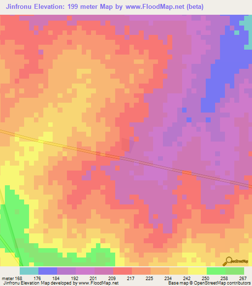 Jinfronu,Ghana Elevation Map