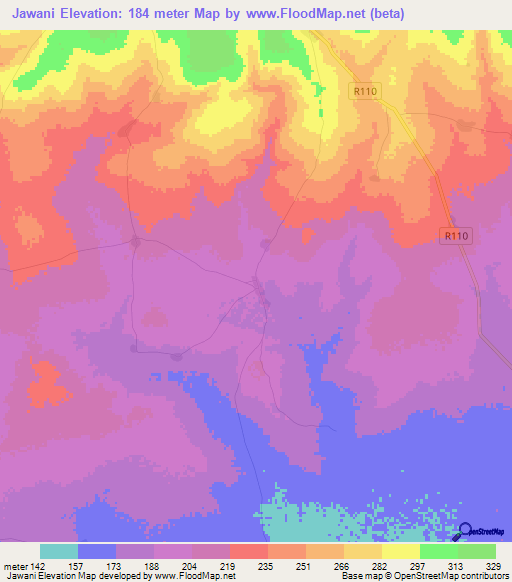 Jawani,Ghana Elevation Map