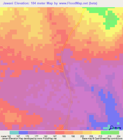 Jawani,Ghana Elevation Map