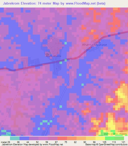 Jabrekrom,Ghana Elevation Map