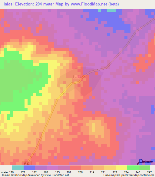 Isiasi,Ghana Elevation Map