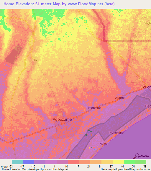 Home,Ghana Elevation Map