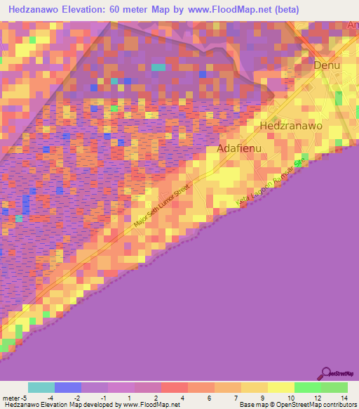 Hedzanawo,Ghana Elevation Map