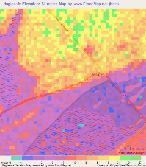 Haglakofe,Ghana Elevation Map