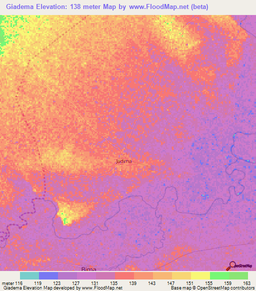 Giadema,Ghana Elevation Map