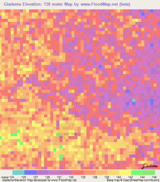 Giadema,Ghana Elevation Map