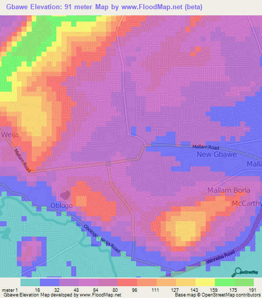 Gbawe,Ghana Elevation Map