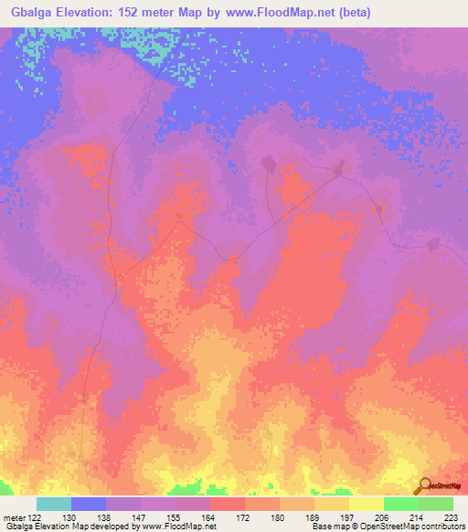 Gbalga,Ghana Elevation Map