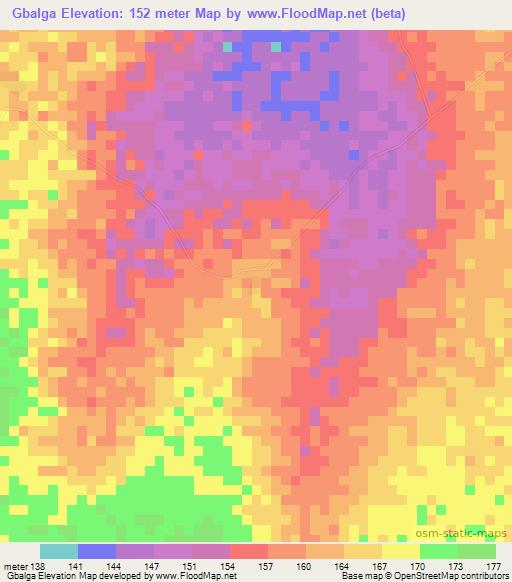 Gbalga,Ghana Elevation Map