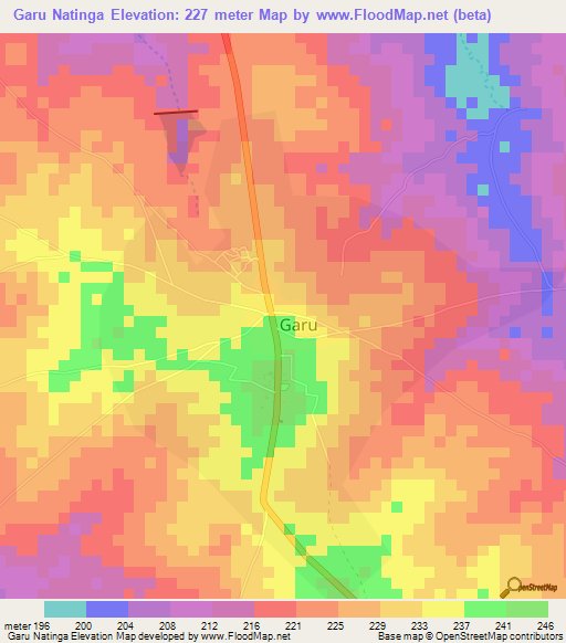 Garu Natinga,Ghana Elevation Map