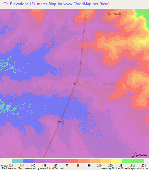 Ga,Ghana Elevation Map