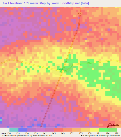 Ga,Ghana Elevation Map