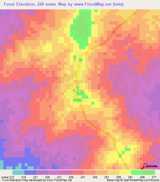 Funsi,Ghana Elevation Map