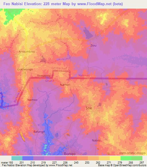 Feo Nabisi,Ghana Elevation Map