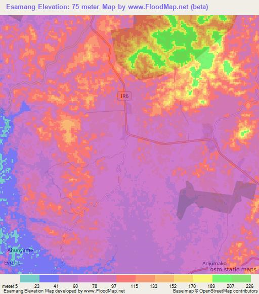 Esamang,Ghana Elevation Map