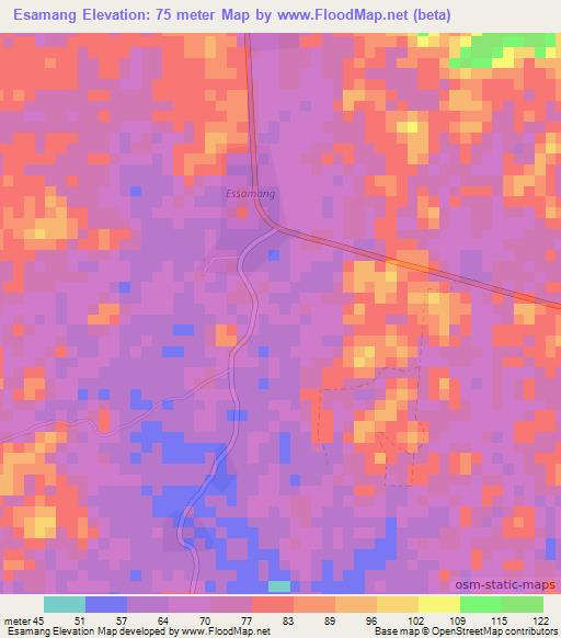 Esamang,Ghana Elevation Map