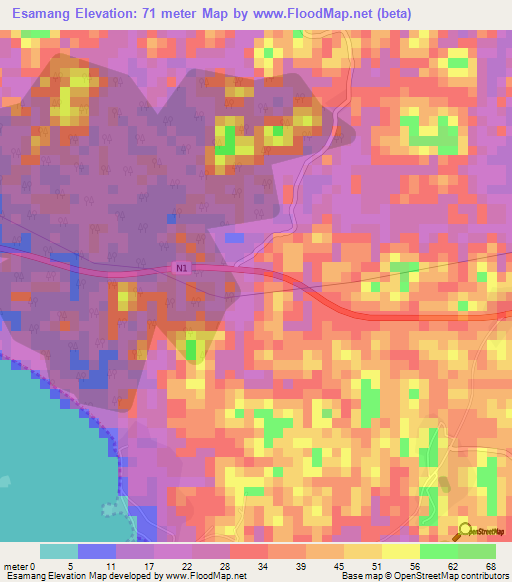 Esamang,Ghana Elevation Map