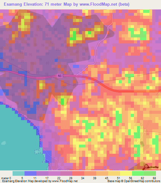 Esamang,Ghana Elevation Map