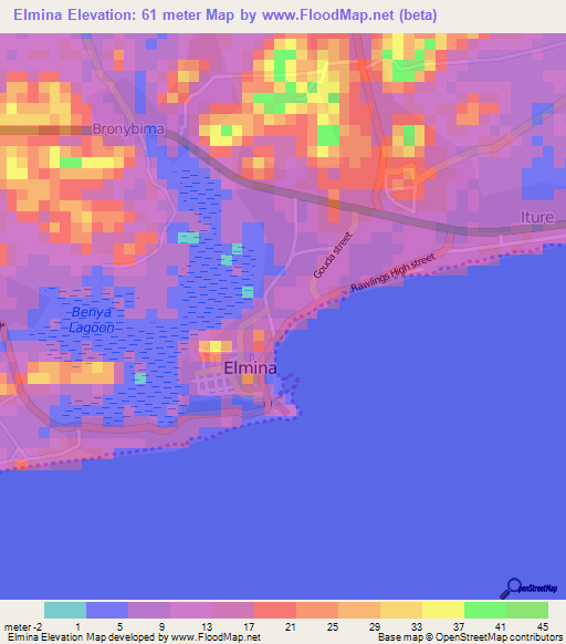 Elmina,Ghana Elevation Map