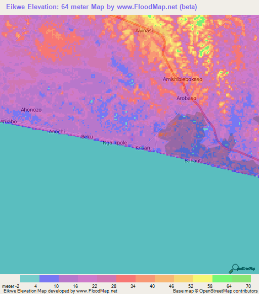 Eikwe,Ghana Elevation Map