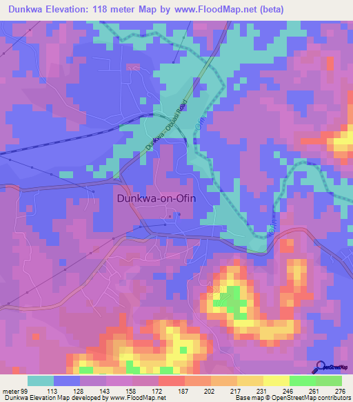 Dunkwa,Ghana Elevation Map