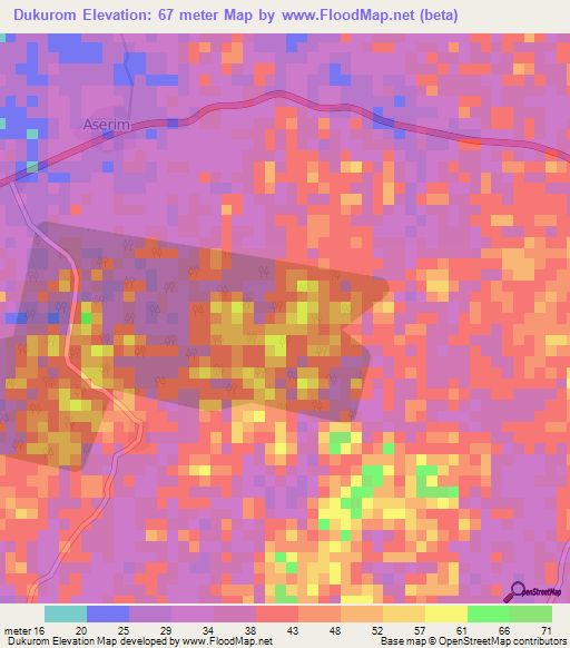 Dukurom,Ghana Elevation Map