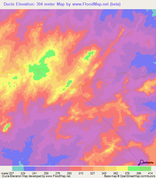 Ducie,Ghana Elevation Map