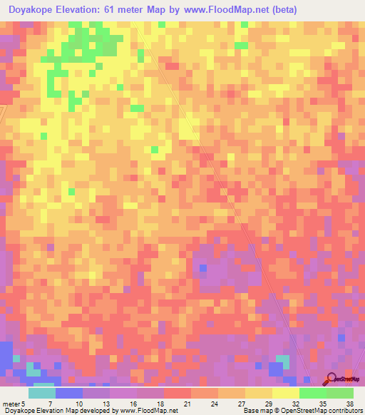 Doyakope,Ghana Elevation Map