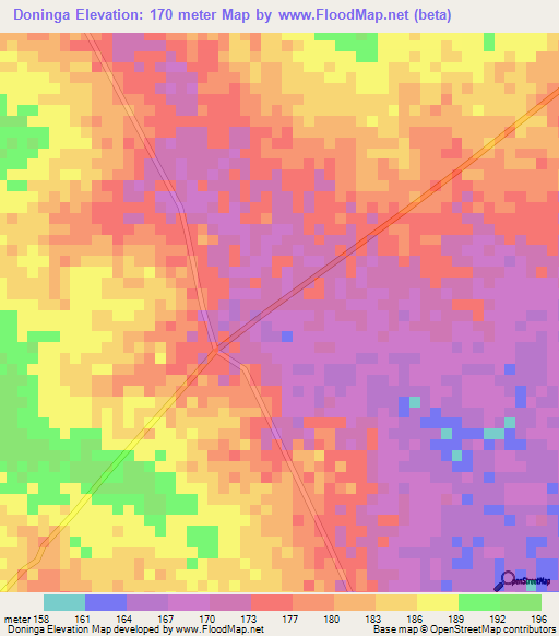 Doninga,Ghana Elevation Map