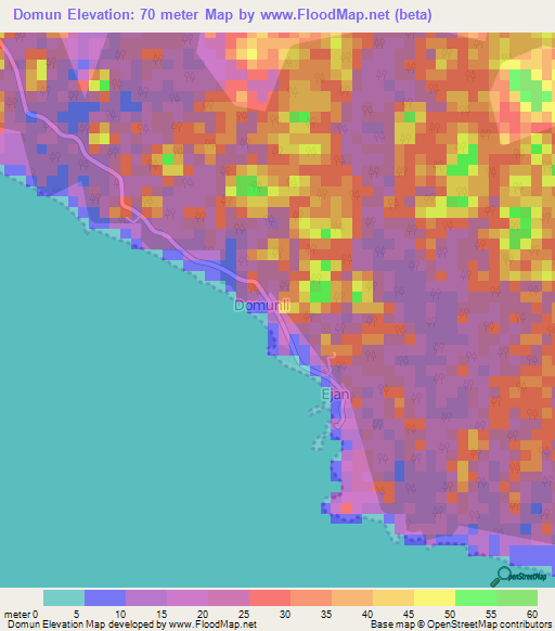 Domun,Ghana Elevation Map