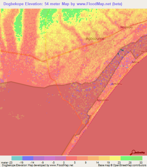 Dogbekope,Ghana Elevation Map