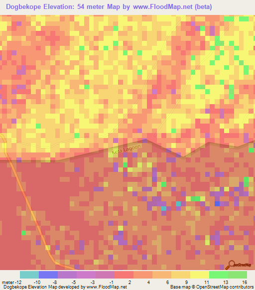 Dogbekope,Ghana Elevation Map