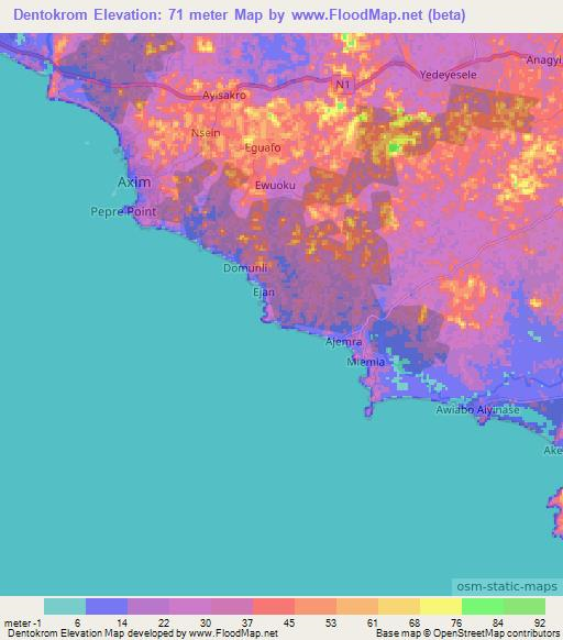 Dentokrom,Ghana Elevation Map