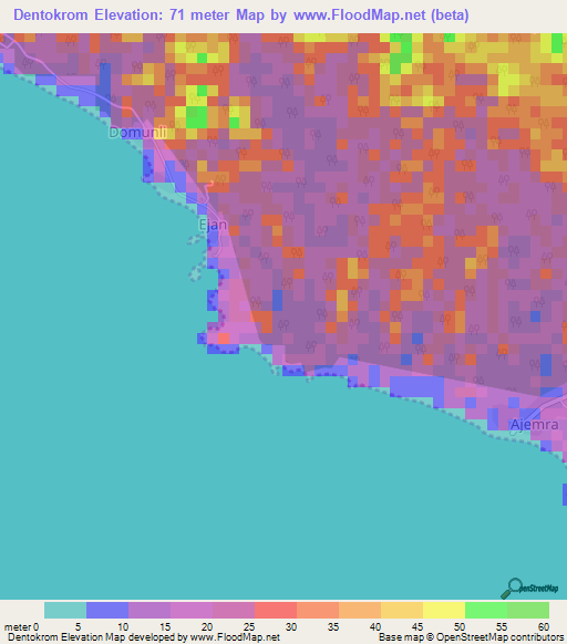 Dentokrom,Ghana Elevation Map