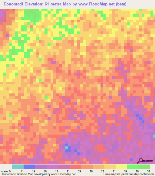 Donomadi,Ghana Elevation Map