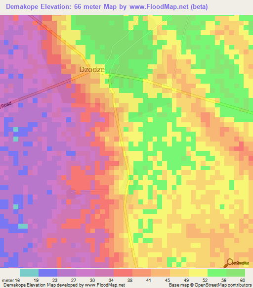 Demakope,Ghana Elevation Map