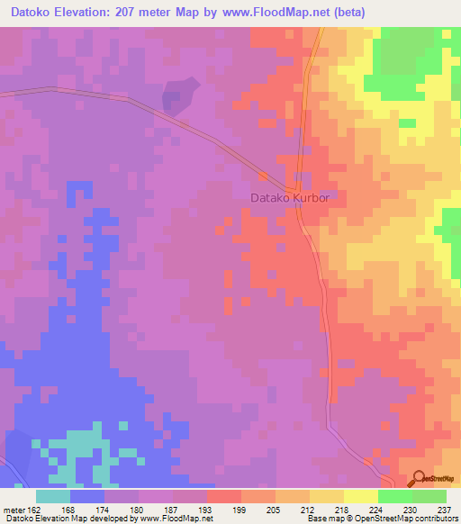 Datoko,Ghana Elevation Map