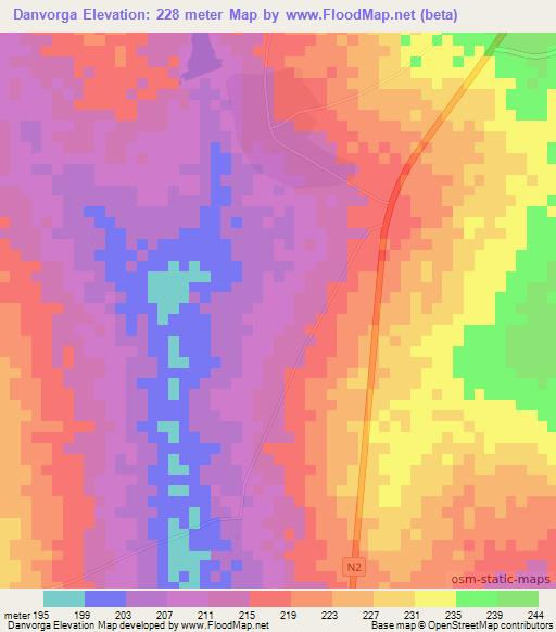 Danvorga,Ghana Elevation Map