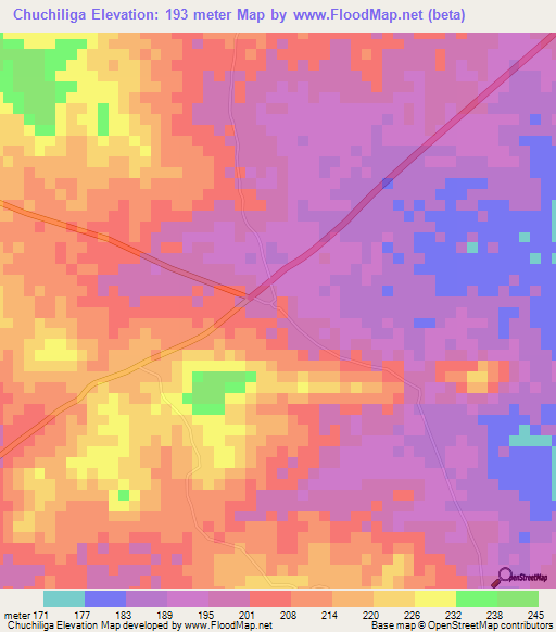 Chuchiliga,Ghana Elevation Map