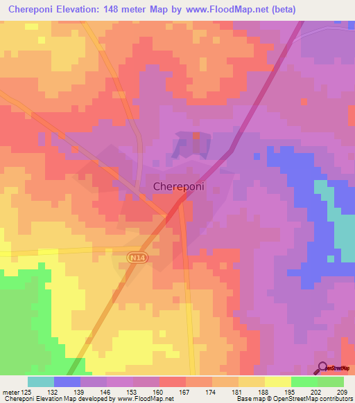 Chereponi,Ghana Elevation Map